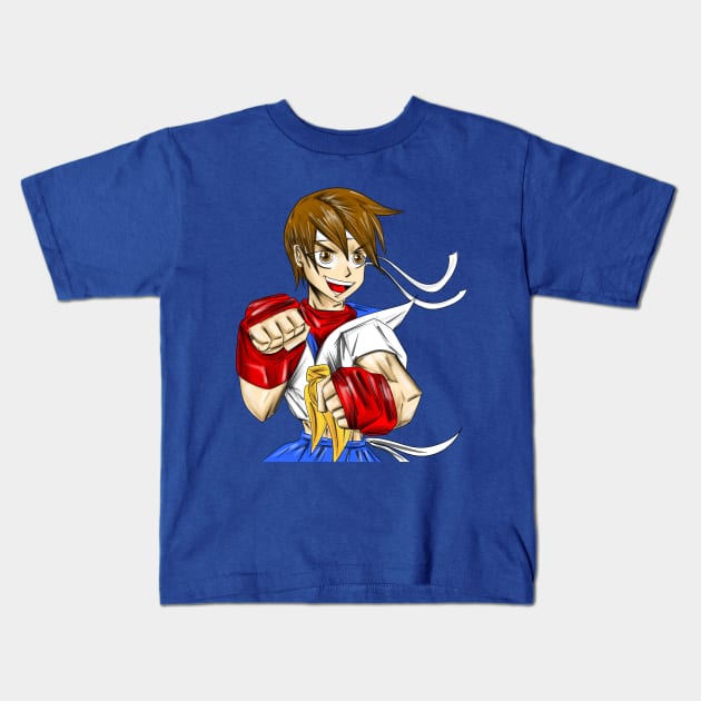 sakura the street fighter in asia girl Kids T-Shirt by jorge_lebeau